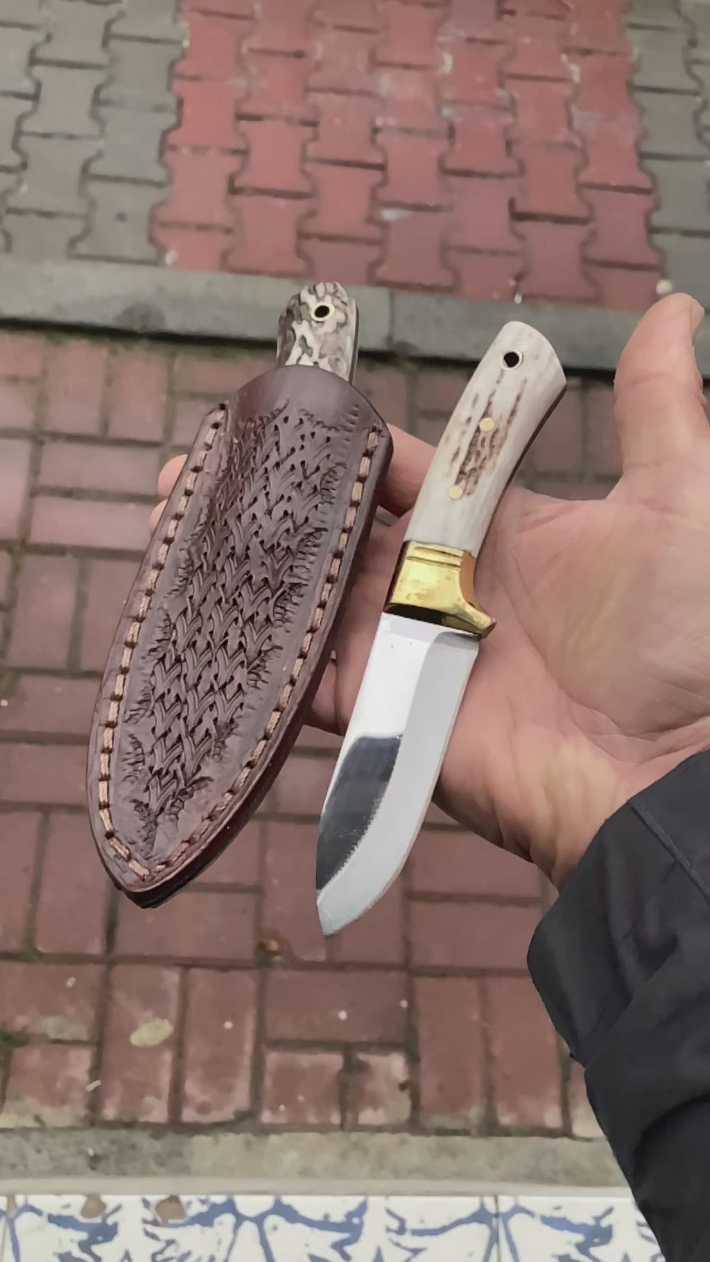 Geyik Boynuz Saplı Bushcraft Model 17 CM