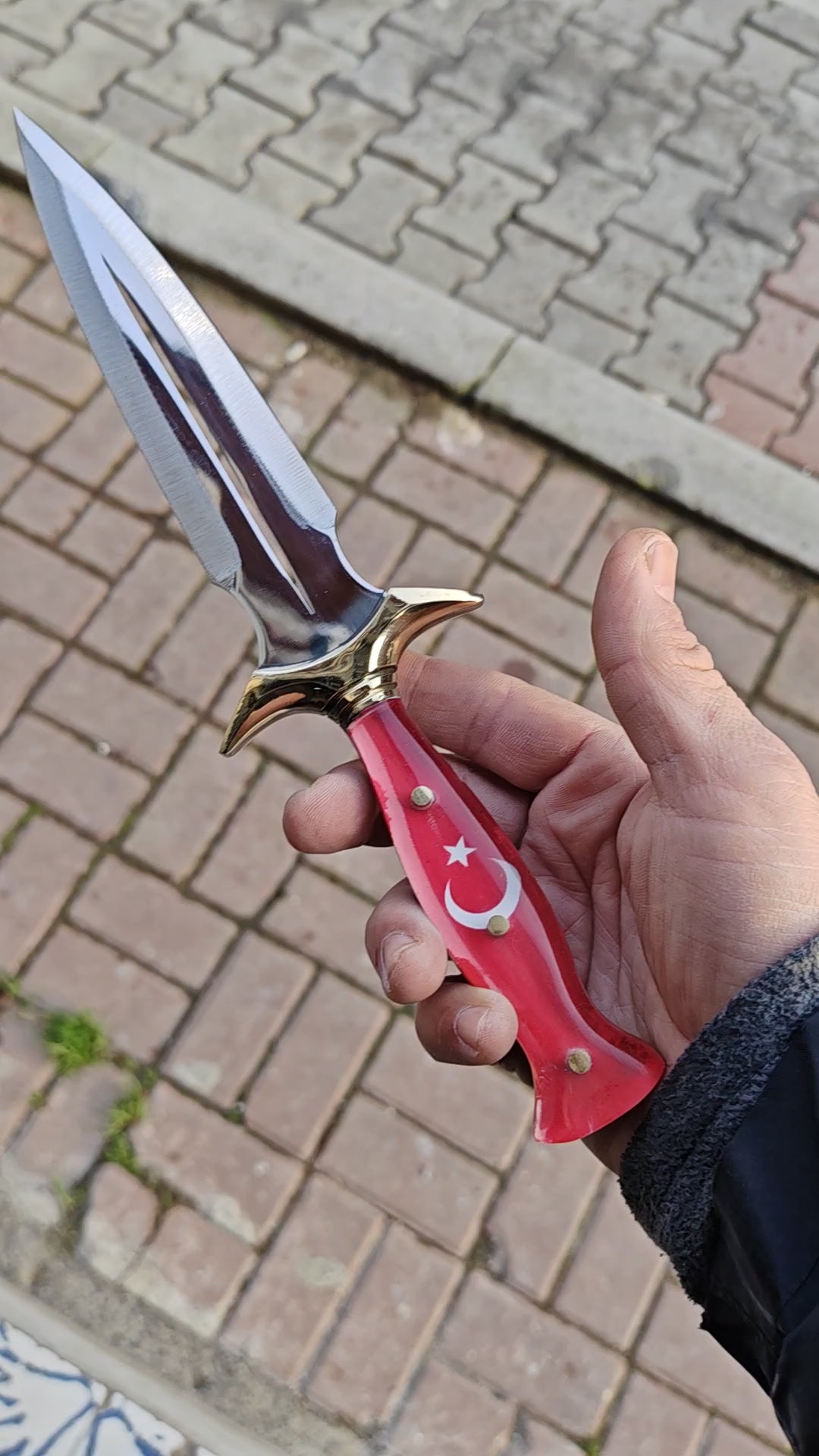 Ay Yıldızlı Çerkes Model Epoksi Saplı 30 CM Kamp Bıçağı