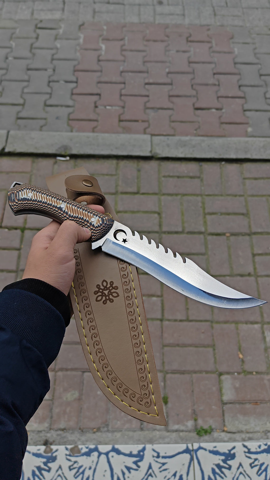 4116 Çelik Verzalit Sap Ay Yıldız Kamp Bıçağı – 30 cm Profesyonel Outdoor Bıçak