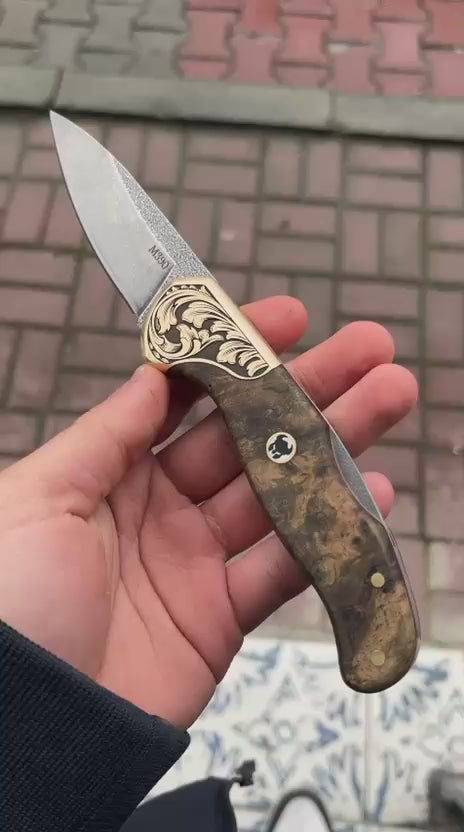 M390 Çelik Stabilize Sap 21 CM Gravür İşlemeli Model
