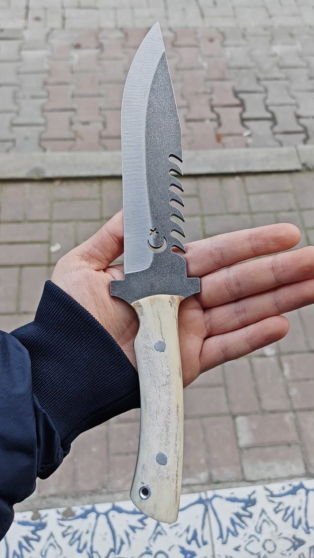 Geyik Boynuzu Sap Ay Yıldız 30.5 CM Outdoor Av Bıçağı