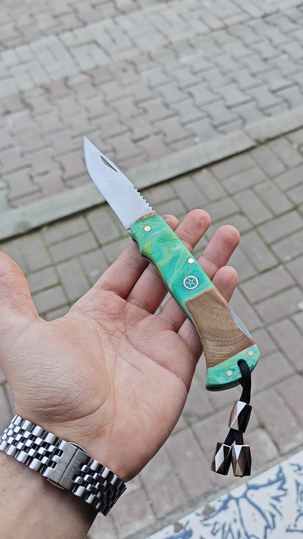 4116 Çelik Ceviz Ve Epoksi Hibrit Sap Katlanır Model - 20.5 Cm