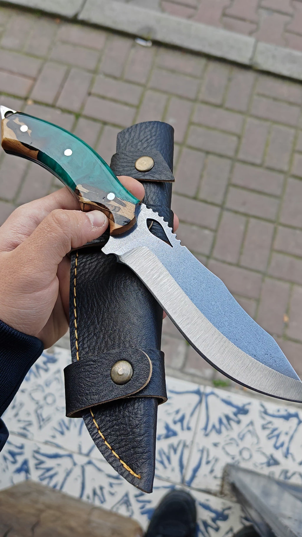 4034 Çelik Hibrit Sap Kamp Bıçağı – 25.5 cm Yeşil Outdoor Bıçak