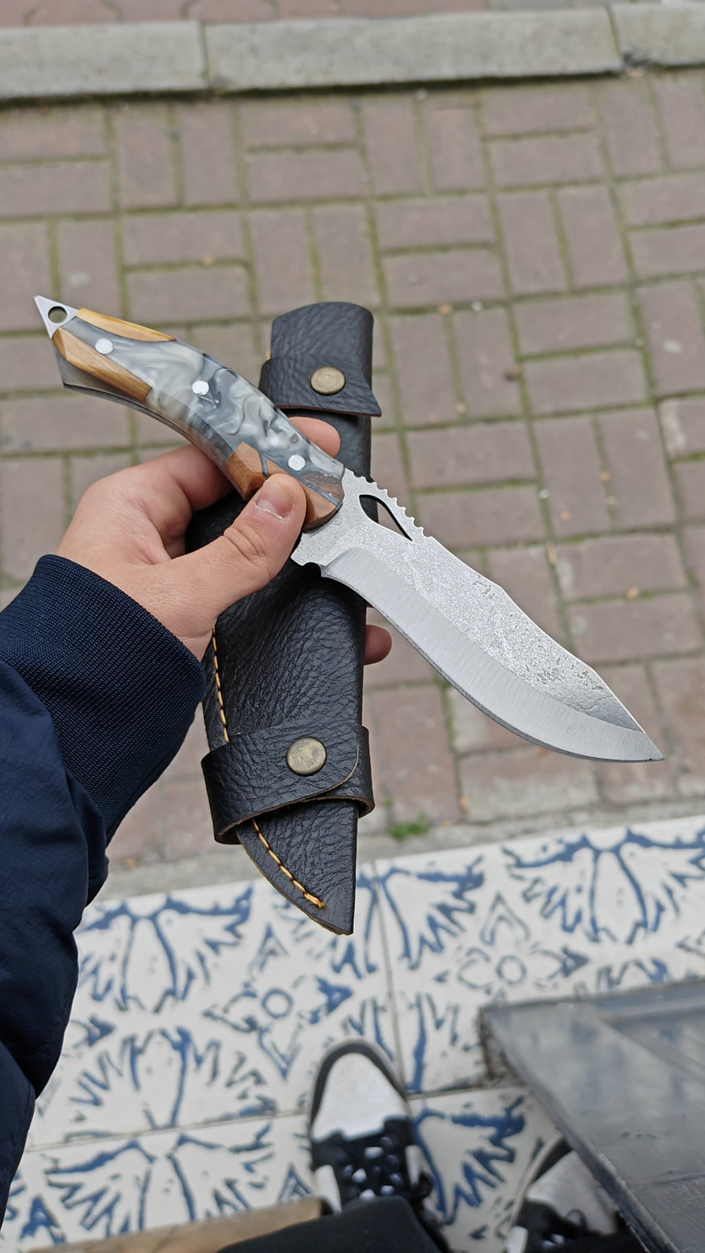 4034 Çelik Hibrit Sap Kamp Bıçağı – 25.5 cm Gri Outdoor Bıçak