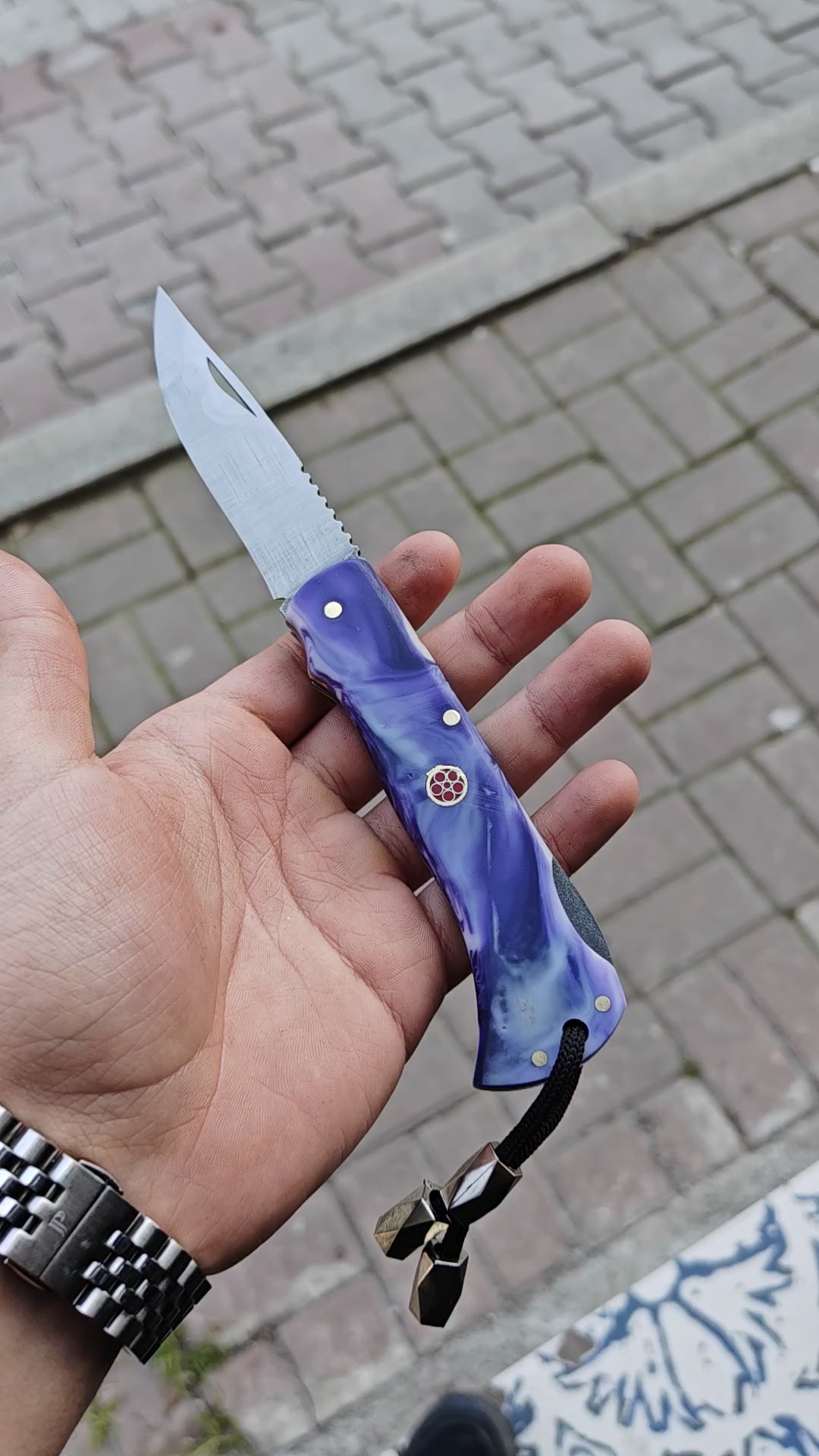 4116 Çelik Ceviz Ve Epoksi Hibrit Sap Katlanır Model - 20.5 Cm