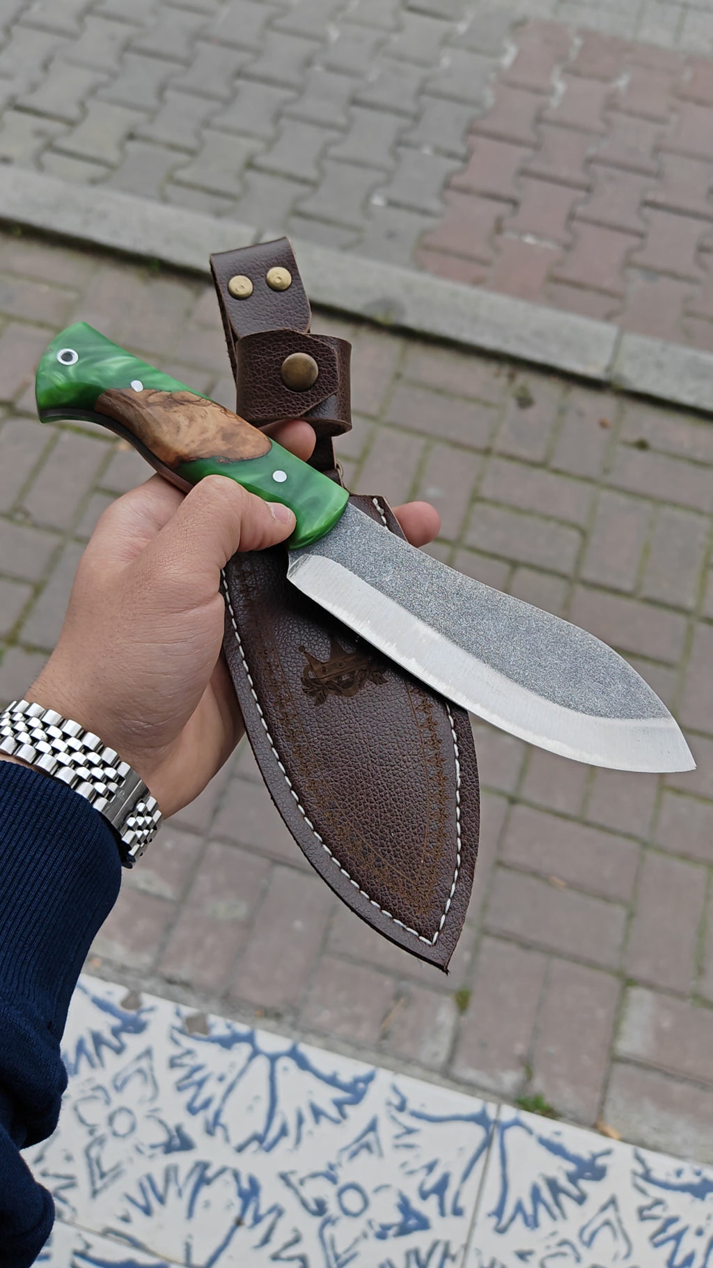 Hibrit Sap Satır Model Kamp Bıçağı – 25.5 cm Yeşil Outdoor Av Bıçağı