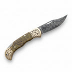 Damascus Çelik Stabilize Sap 19.5 CM Gravür İşlemeli Model