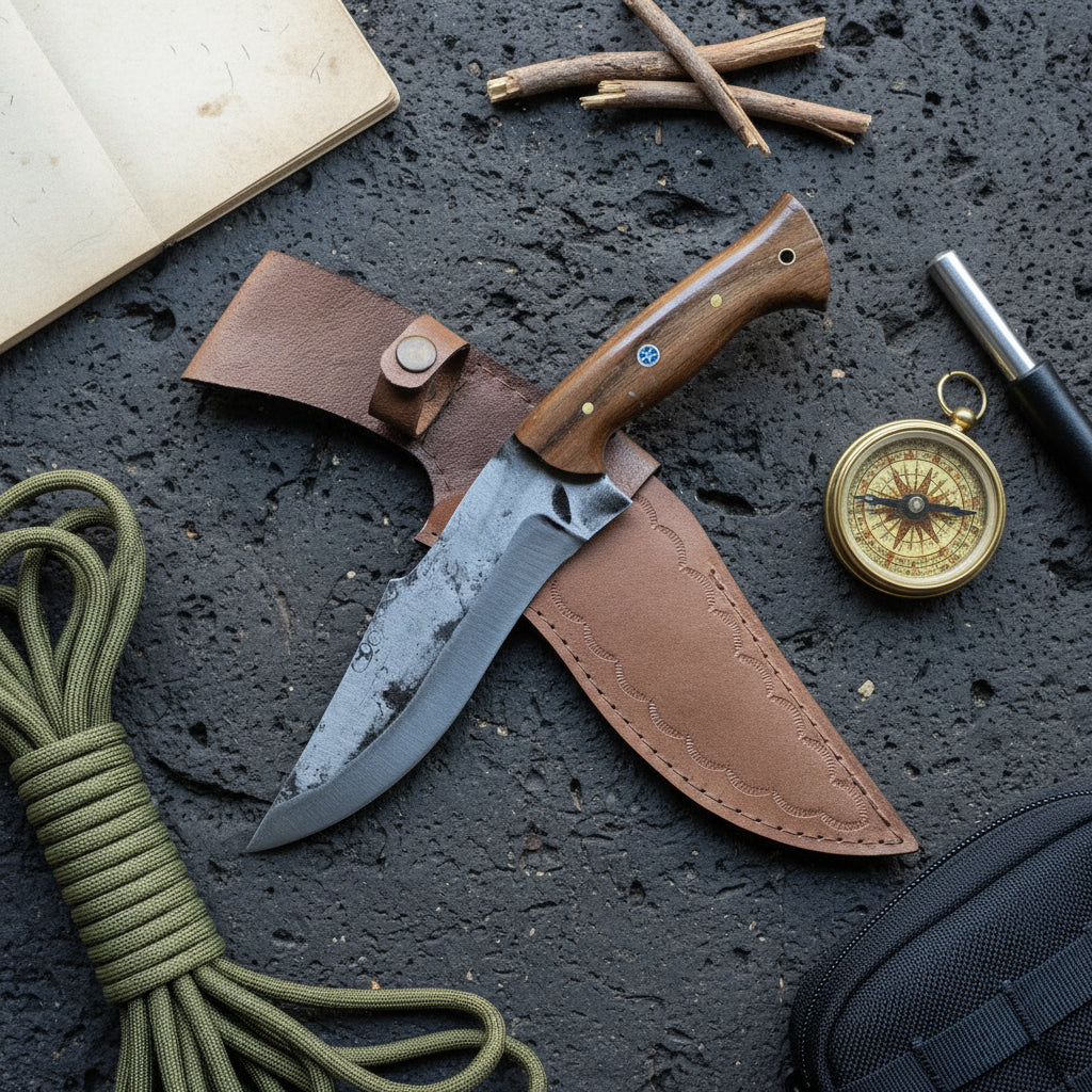 30 CM Dövme Çelik Ceviz Sap Kamp ve Bushcraft Bıçağı