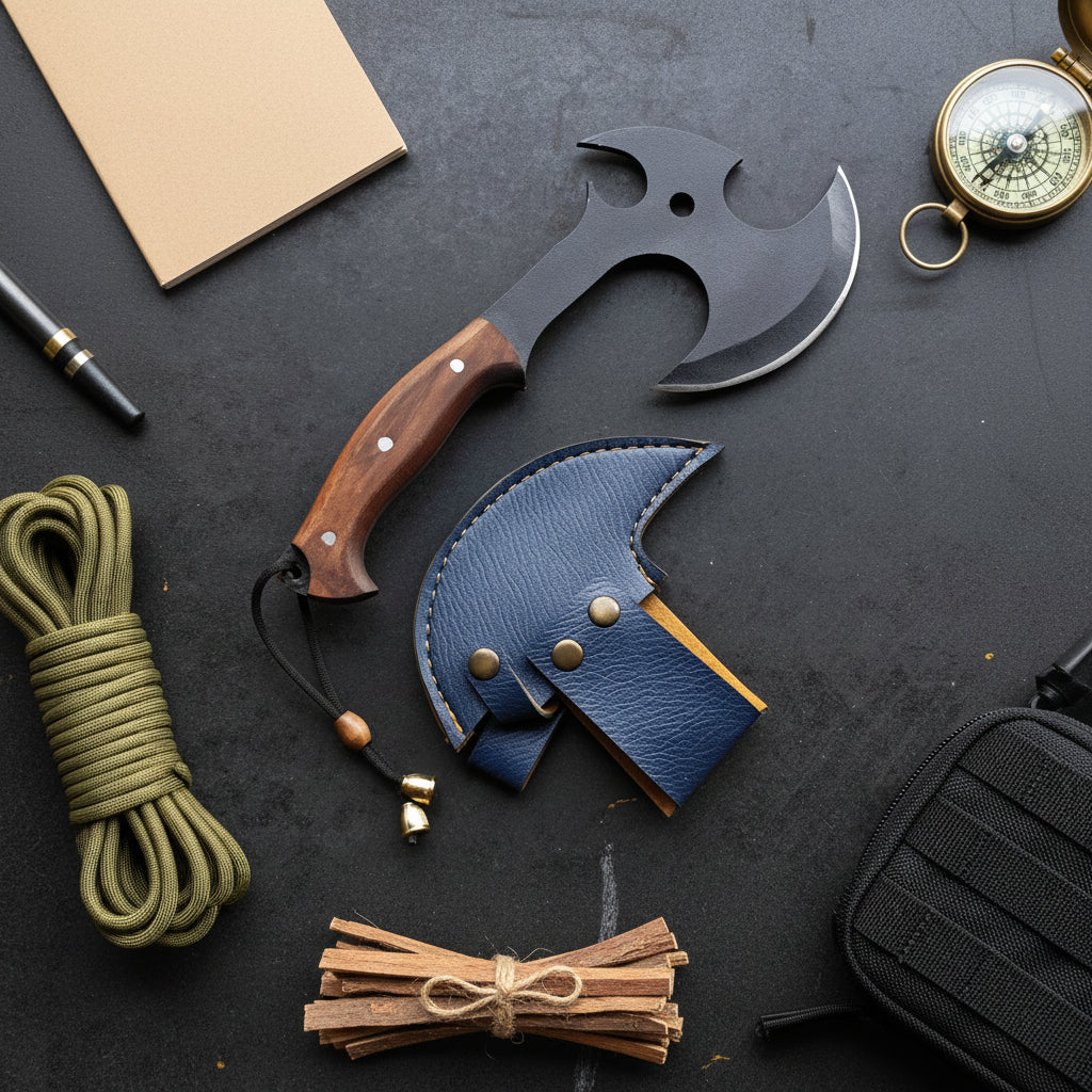 Kamp Baltası – 29 cm Karbon Çelik Ceviz Sap El Yapımı Outdoor Balta