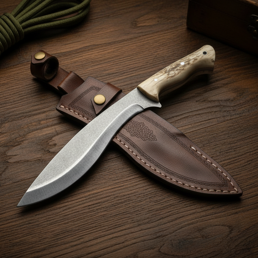 Kukri Model Geyik Boynuzu Saplı 33 CM