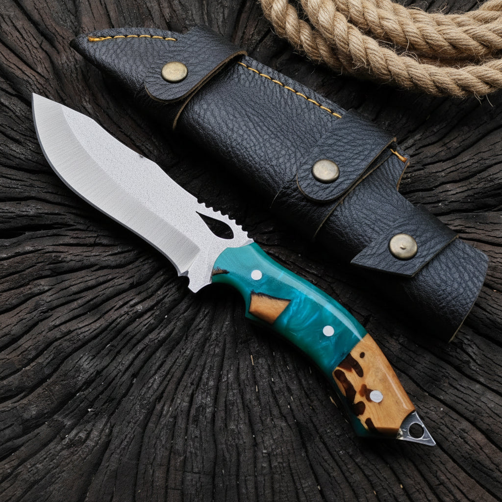 4034 Çelik Hibrit Sap Kamp Bıçağı – 25.5 cm Mavi Outdoor Bıçak