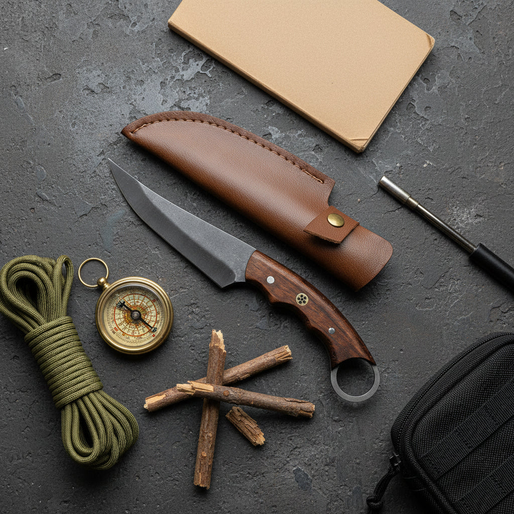 El Yapımı 25 cm Ceviz Sap Outdoor Avci Bıçağı