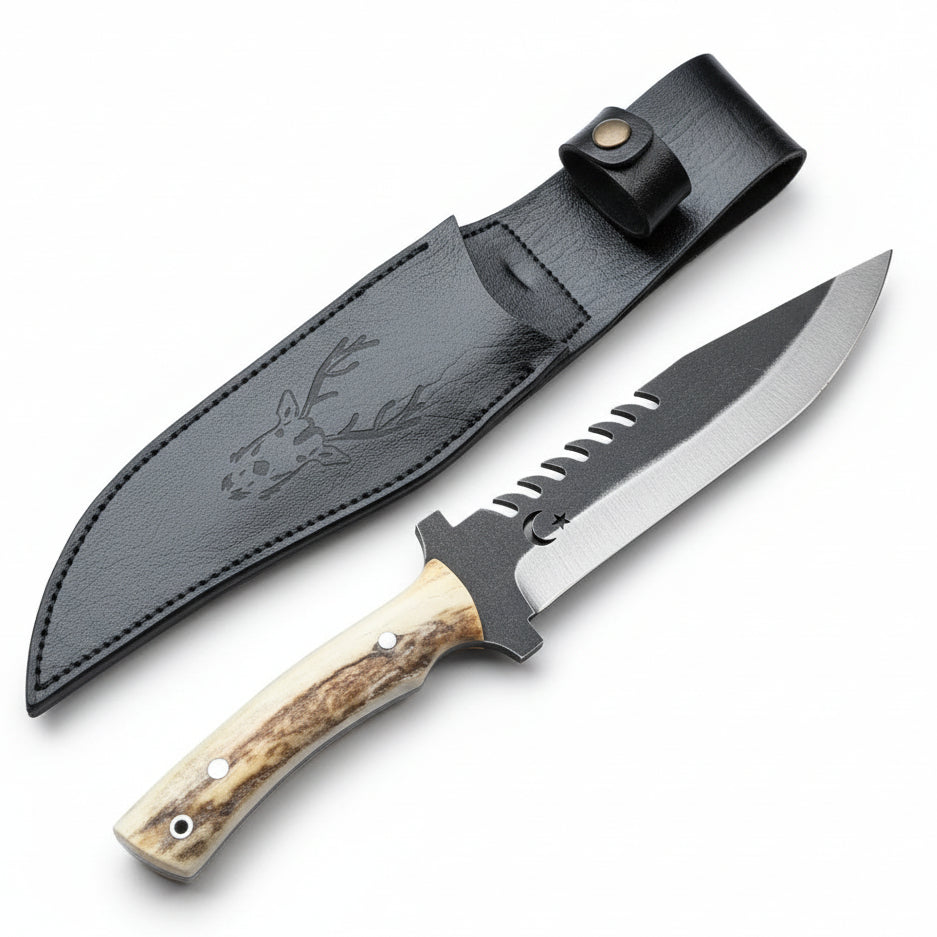 Geyik Boynuzu Sap Ay Yıldız 30.5 CM Outdoor Av Bıçağı