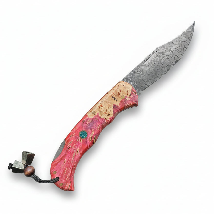 Damascus Çelik Stabilize Sap Katlanır Model - 20 Cm