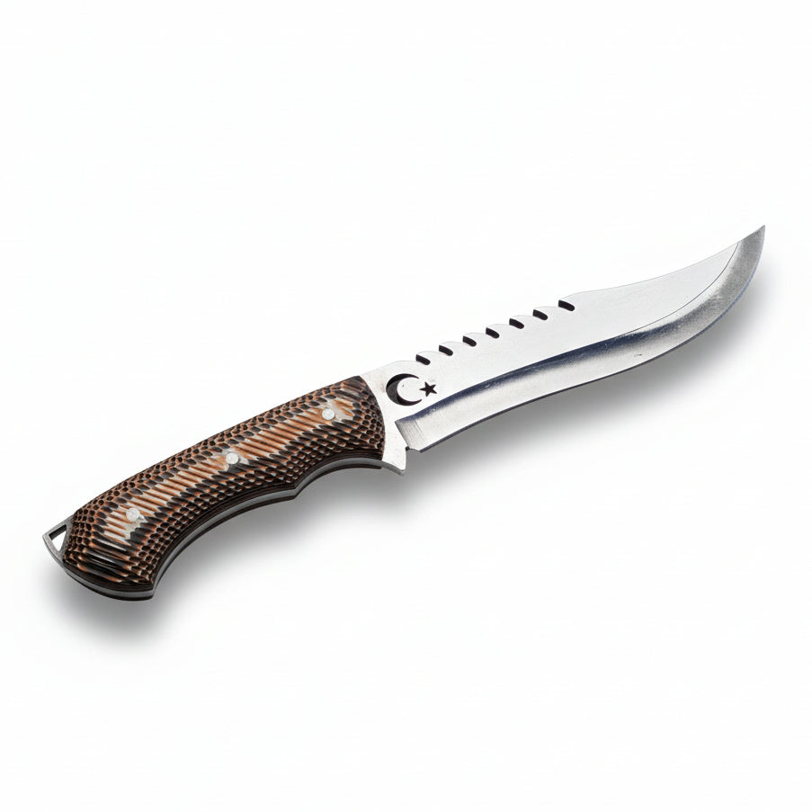 4116 Çelik Verzalit Sap Ay Yıldız Kamp Bıçağı – 30 cm Profesyonel Outdoor Bıçak