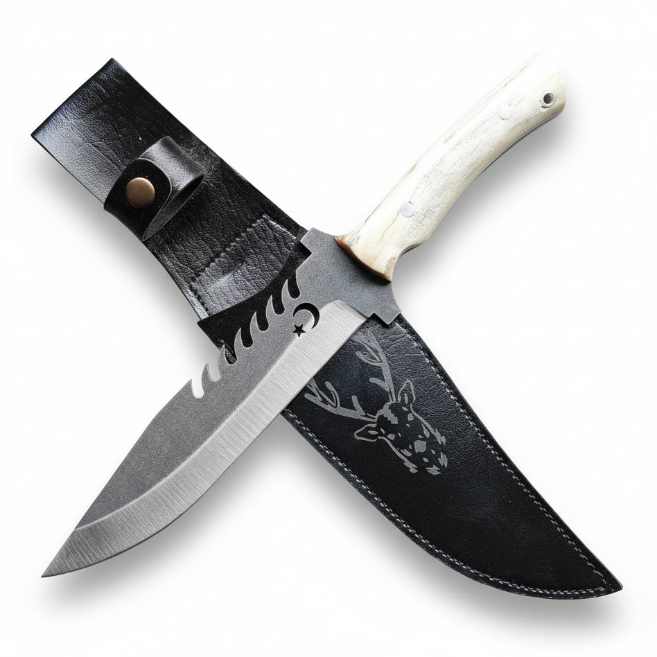 Geyik Boynuzu Sap Ay Yıldız 30.5 CM Outdoor Av Bıçağı