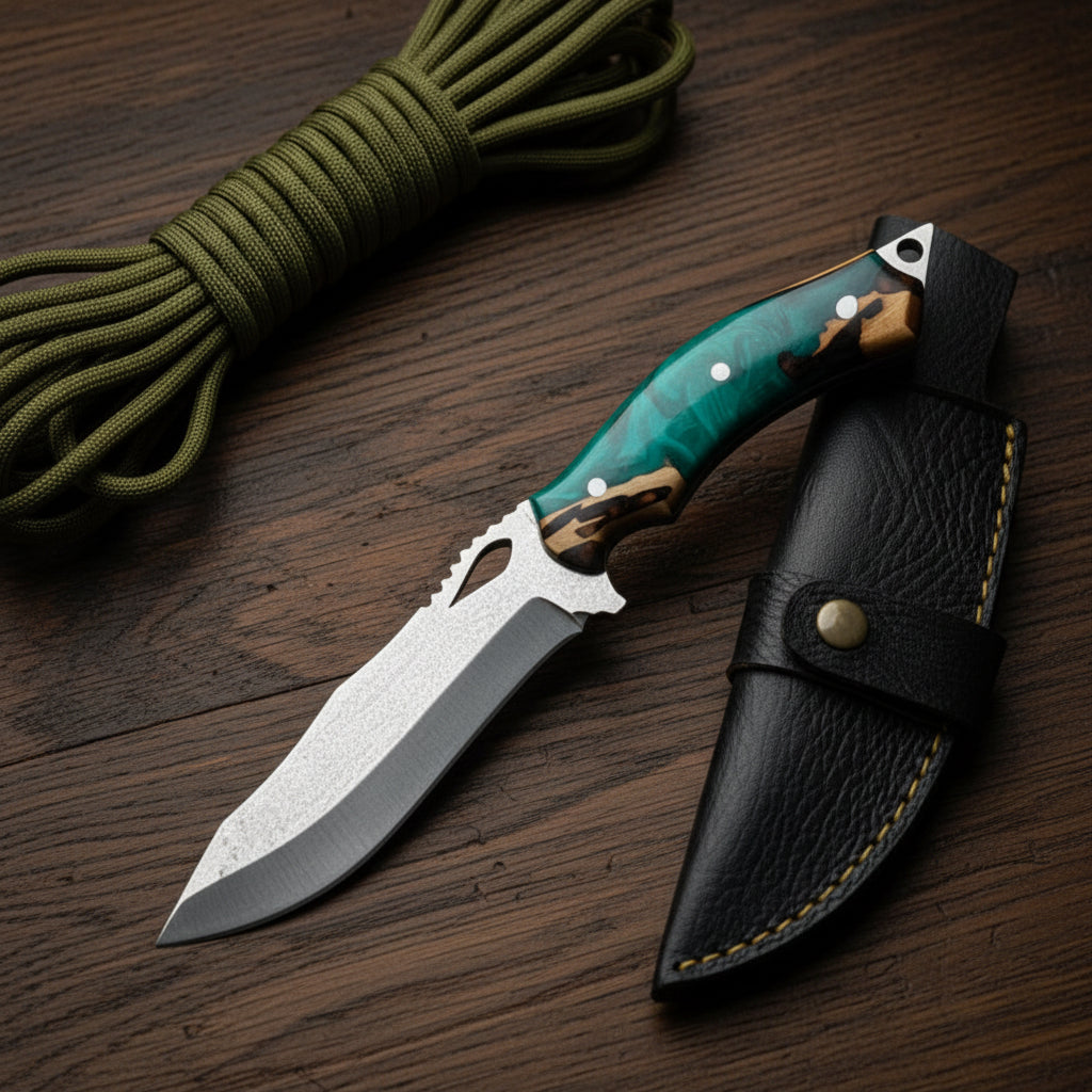 4034 Çelik Hibrit Sap Kamp Bıçağı – 25.5 cm Yeşil Outdoor Bıçak