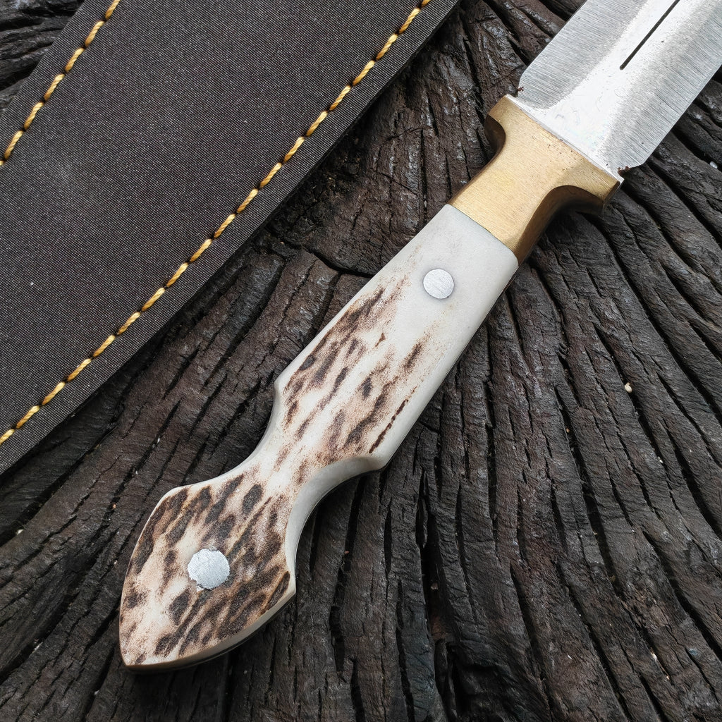 Geyik Boynuzu Sap Cift Agiz Model 26 CM Kamp Bıçağı