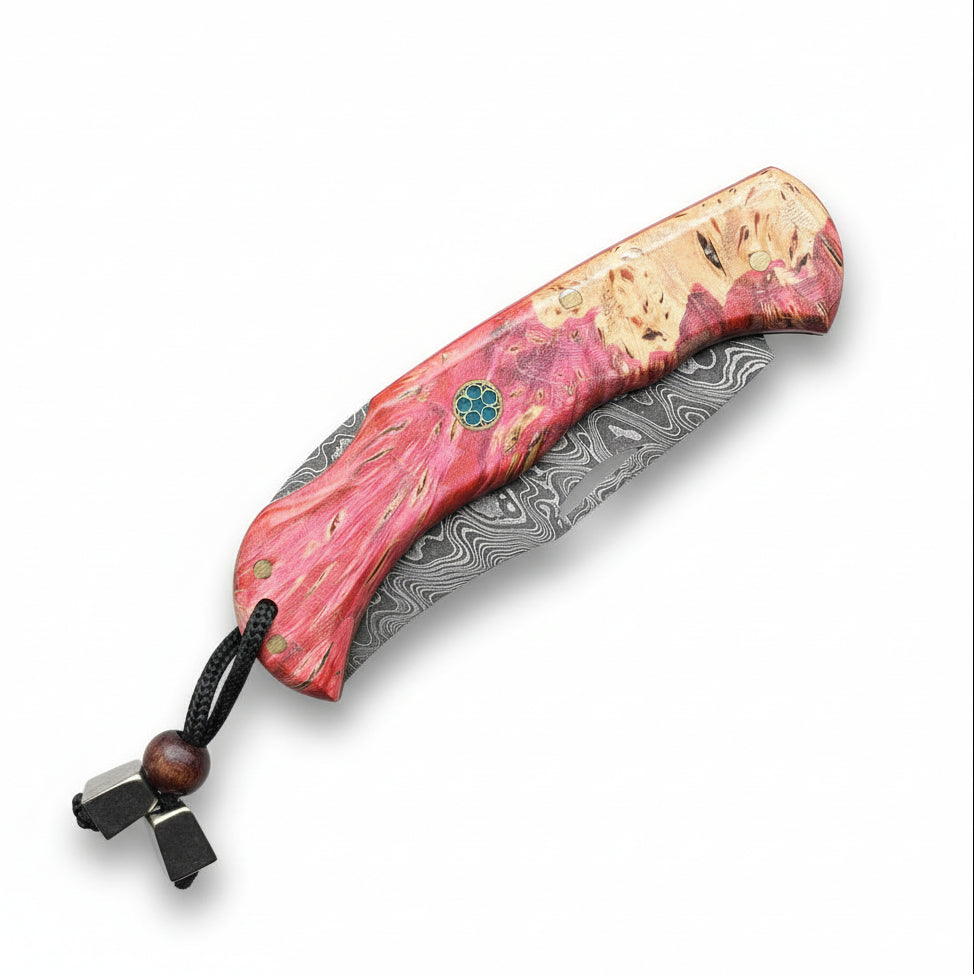 Damascus Çelik Stabilize Sap Katlanır Model - 20 Cm