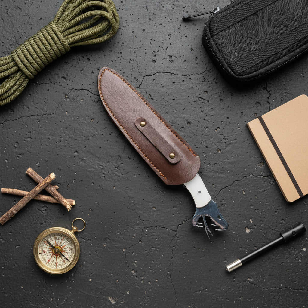 Yılan Figürlü Beyaz Av Bıçağı – 32.5 cm Profesyonel Outdoor Bıçak