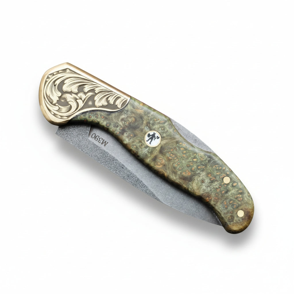 M390 Çelik Stabilize Sap 21 CM Gravür İşlemeli Model