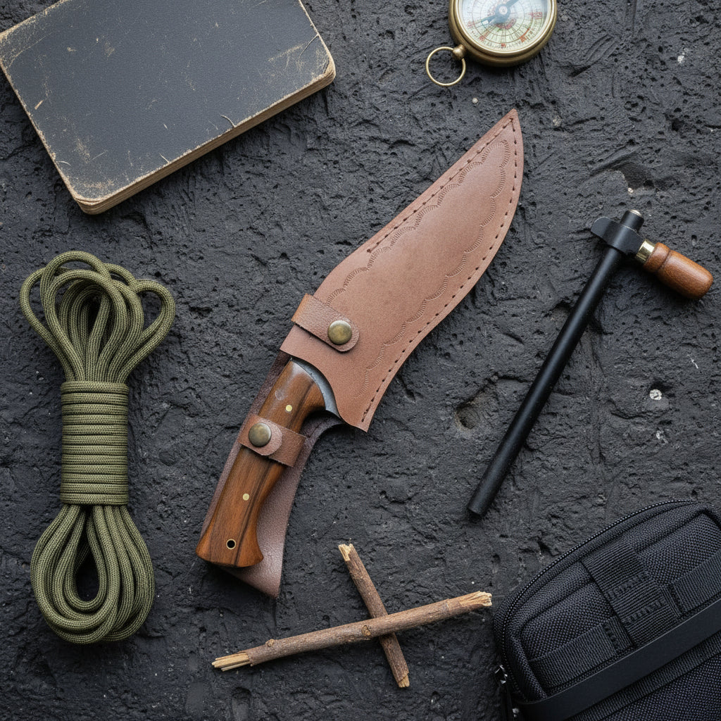 30 CM Dövme Çelik Ceviz Sap Kamp ve Bushcraft Bıçağı