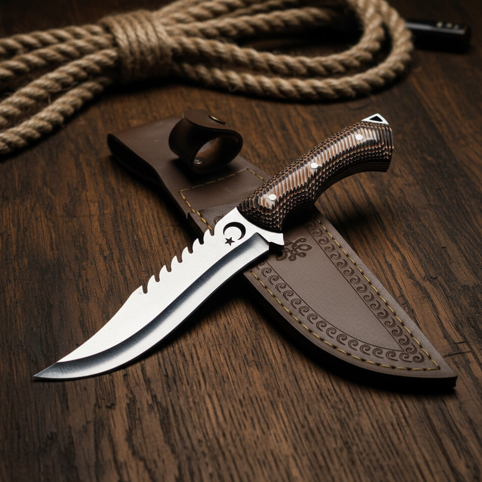 4116 Çelik Verzalit Sap Ay Yıldız Kamp Bıçağı – 30 cm Profesyonel Outdoor Bıçak