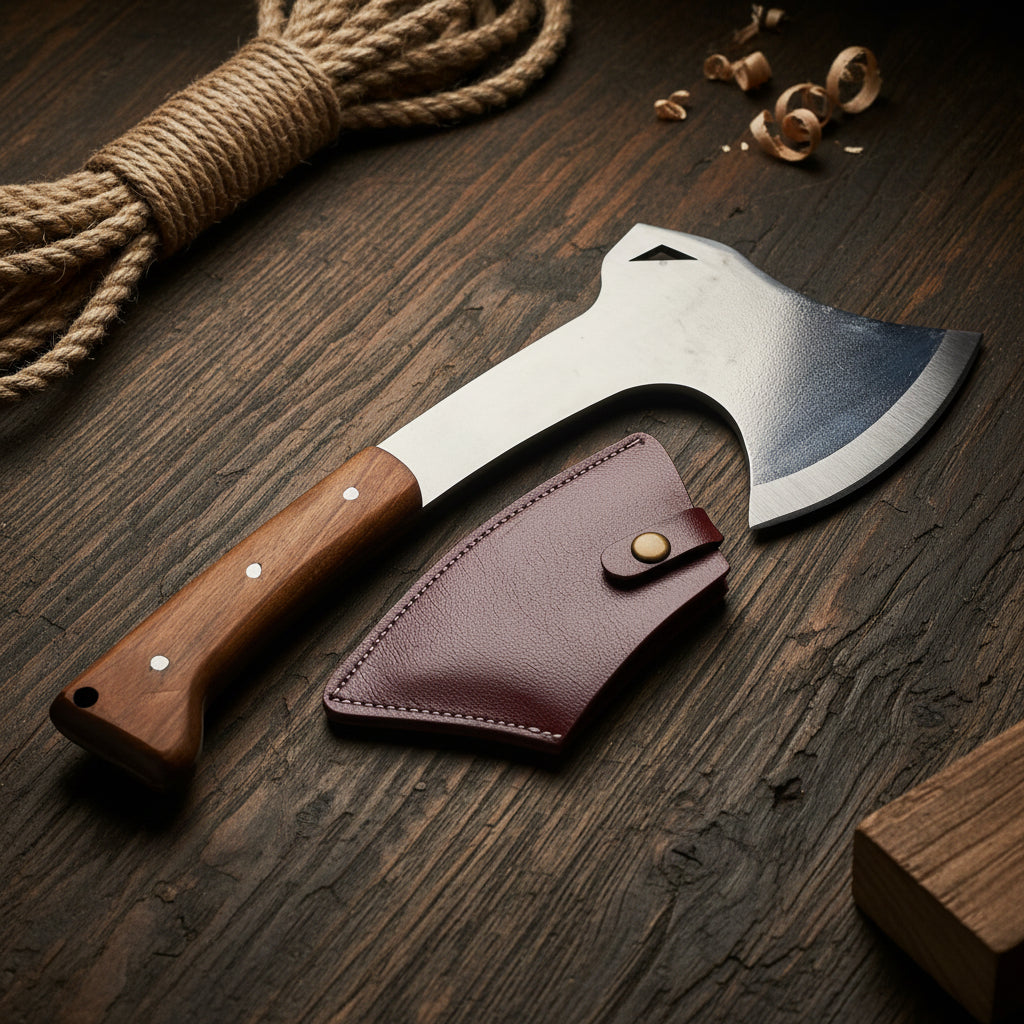 Kamp Baltası – 33.5 cm Paslanmaz Çelik Ceviz Sap Outdoor El Yapımı Balta