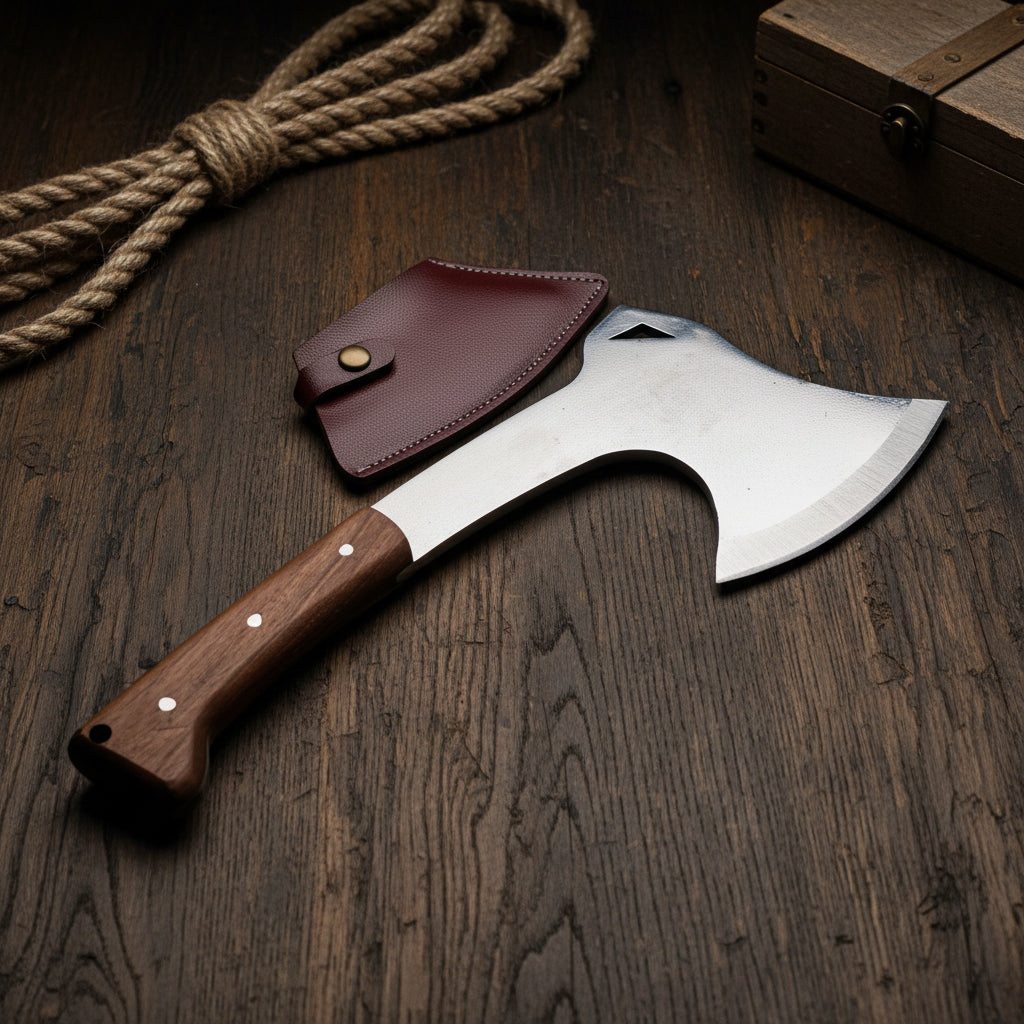 Kamp Baltası – 33.5 cm Paslanmaz Çelik Ceviz Sap Outdoor El Yapımı Balta