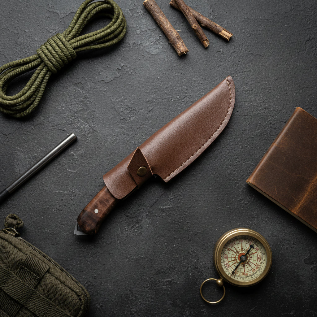 El Yapımı Bushcraft Kamp Bıçağı – 25 cm Ceviz Sap Outdoor Bıçak