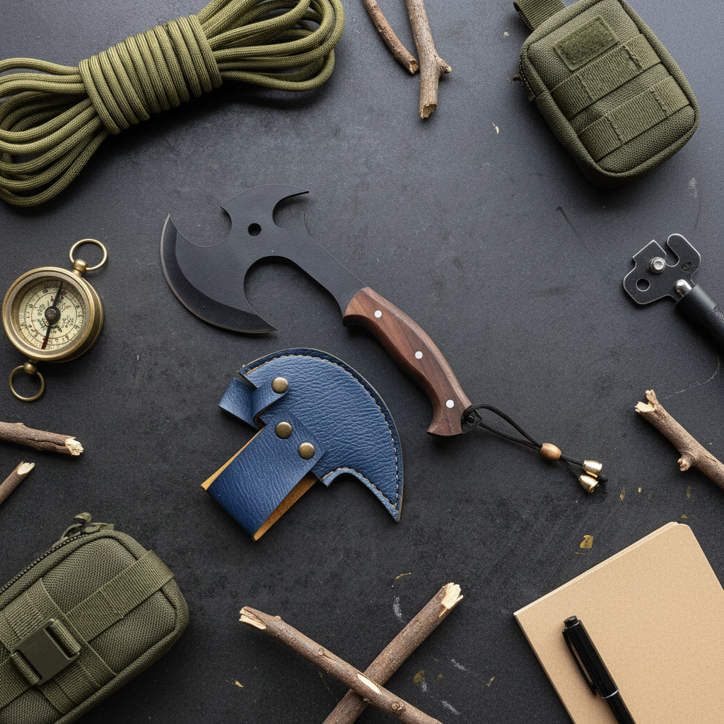 Kamp Baltası – 29 cm Karbon Çelik Ceviz Sap El Yapımı Outdoor Balta