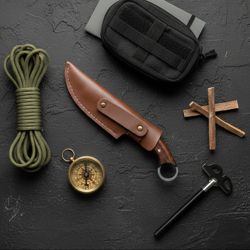 El Yapımı 25 cm Ceviz Sap Outdoor Avci Bıçağı