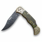 Damascus Çelik Stabilize Sap 19.5 CM Gravür İşlemeli Model