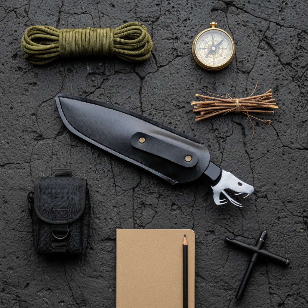 Yılan Figürlü Av Bıçağı – 32.5 cm Profesyonel Outdoor Bıçak