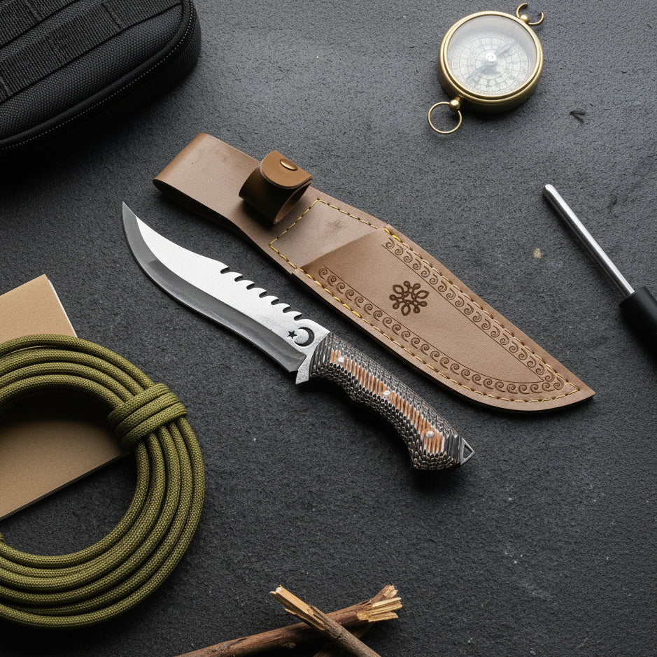 4116 Çelik Verzalit Sap Ay Yıldız Kamp Bıçağı – 30 cm Profesyonel Outdoor Bıçak
