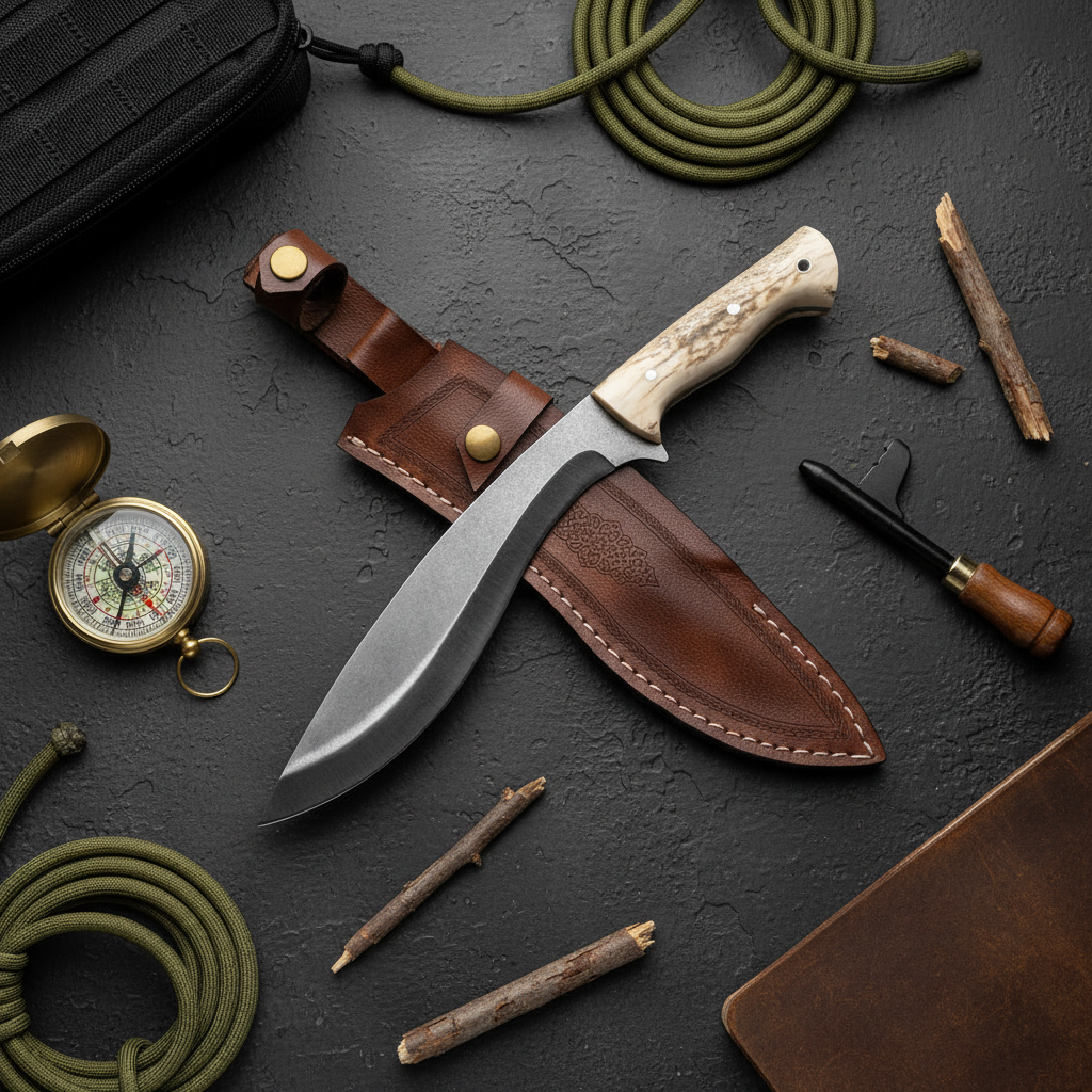 Kukri Model Geyik Boynuzu Saplı 33 CM