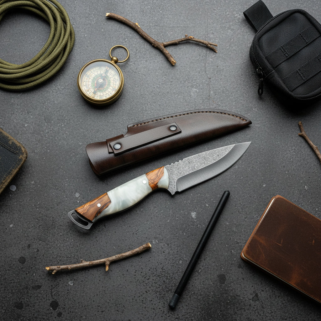 24.5 CM Hibrit Saplı El Yapımı Outdoor Av Bıçağı