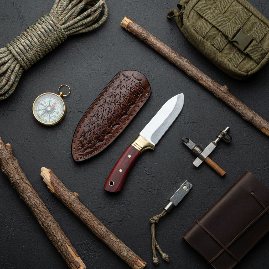 Paduk Ağaç Saplı Bushcraft Model 17 CM