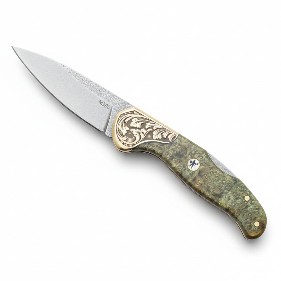 M390 Çelik Stabilize Sap 21 CM Gravür İşlemeli Model