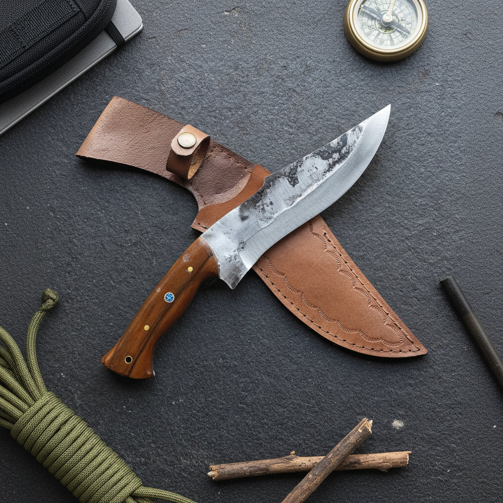 30 CM Dövme Çelik Ceviz Sap Kamp ve Bushcraft Bıçağı