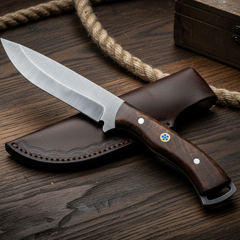 El Yapımı Bushcraft Kamp Bıçağı – 26 cm Ceviz Sap Outdoor Bıçak