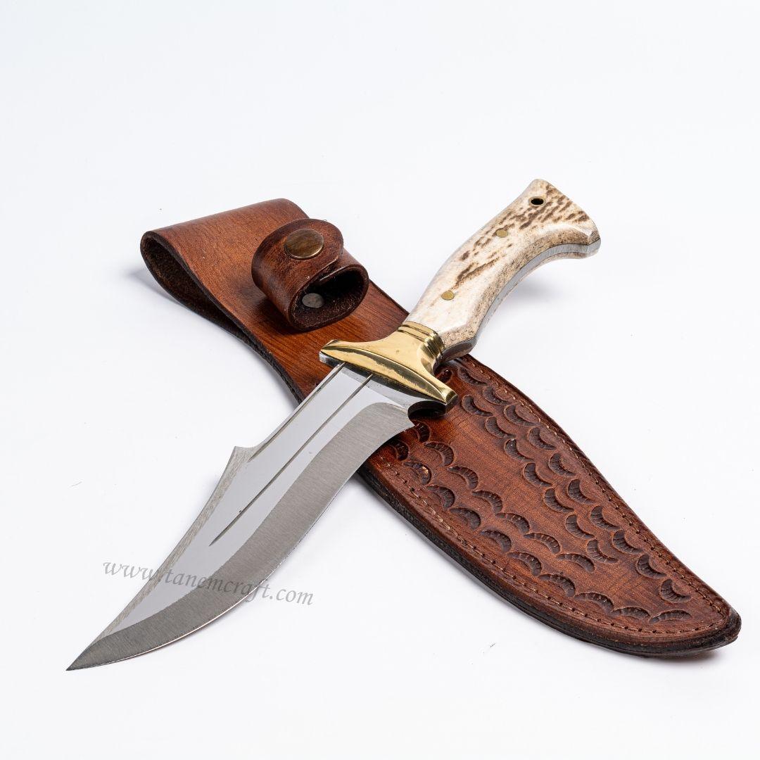 geyik boynuzu saplı el yapımı outdoor bıçak 30 cm