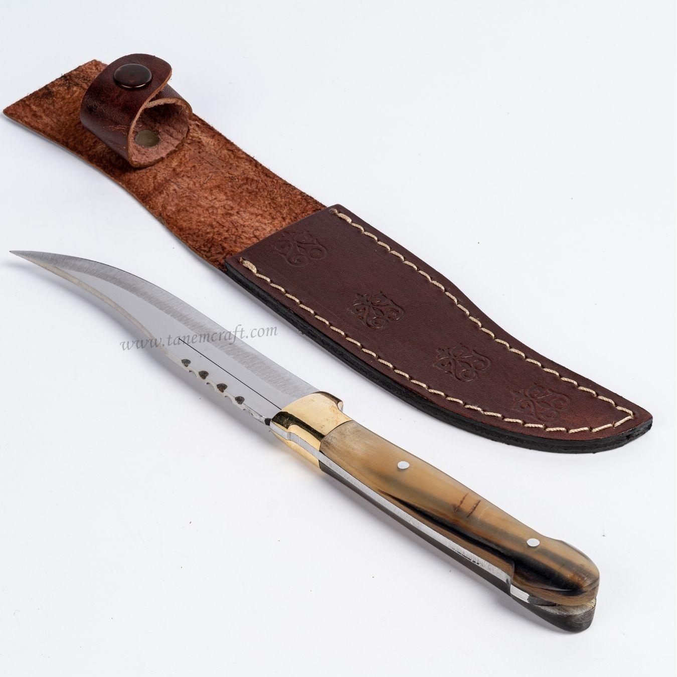 koç boynuzu sap deri kılıflı outdoor bel bıçağı Tanem Craft